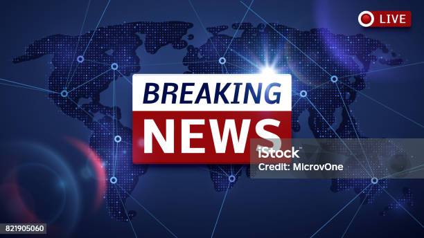 Breaking World News Live Vector Tv Background And Internet Video Stream Concept Stock Illustration - Download Image Now