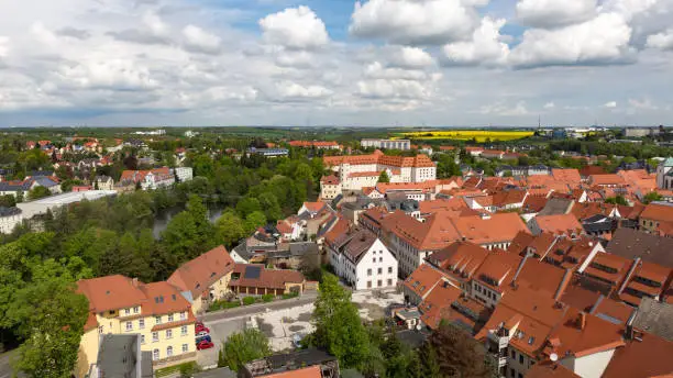 Freiberg castle, Germany, seen from the tower of the church St. Peter