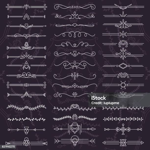 Text Separator Decoratice Book Typography Ornament Design Elements Vector Vintage Shapes Set Illustration Stock Illustration - Download Image Now