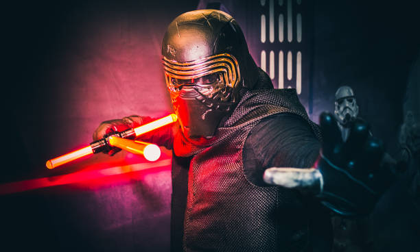 Cosplay as Kylo Ren from Star Wars Cosplayer dressed as 'Kylo Ren' from the Star Wars series at the Yorkshire Cosplay Con at Sheffield Arena. star wars stock pictures, royalty-free photos & images