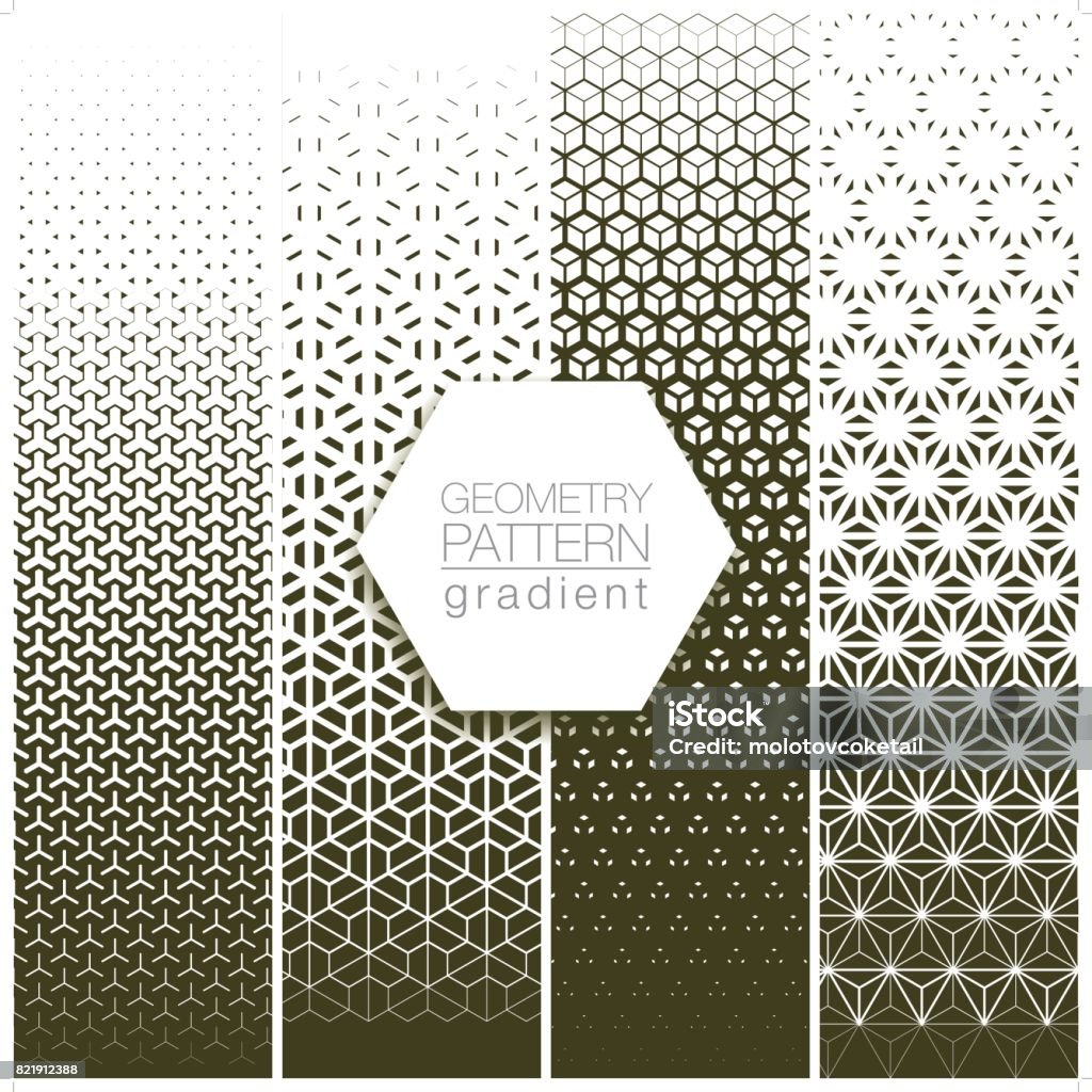 Gradated Pattern Geometry Pattern Gradient Set In Gray Stock Illustration - Download ...