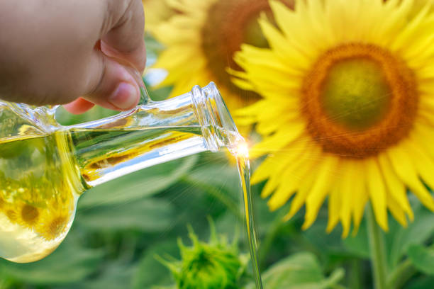 istock Vegetable oil is poured . 821918560