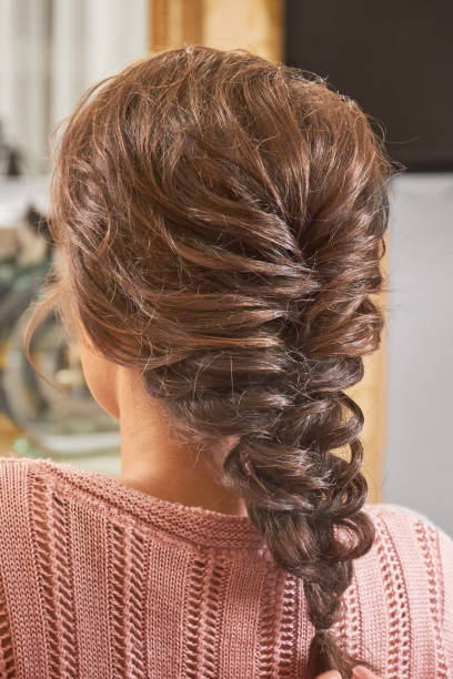 istock Back view of braided hairdo. 821918824