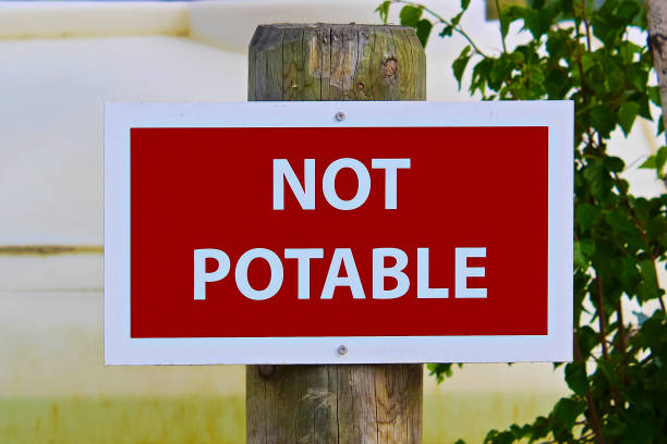 istock Closeup of a not potable sign 821922572