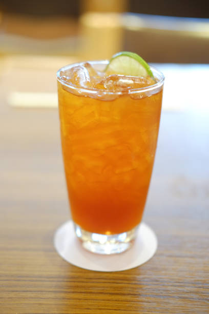 istock Refreshing glass of ice cold lemon tea, summer drink 821923454