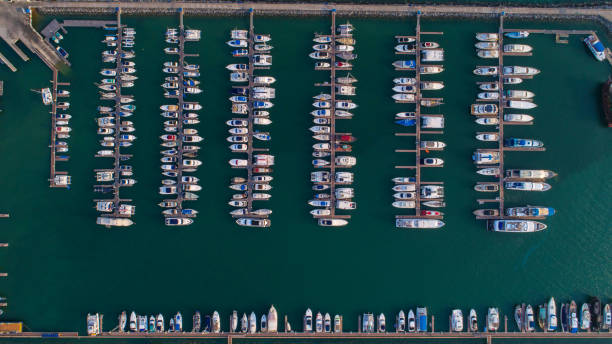 istock Pier speedboat. A marina lot. 821926694
