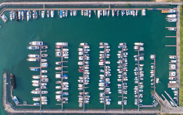 istock Pier speedboat. A marina lot. 821926878