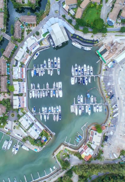 istock Pier speedboat. A marina lot. 821926972