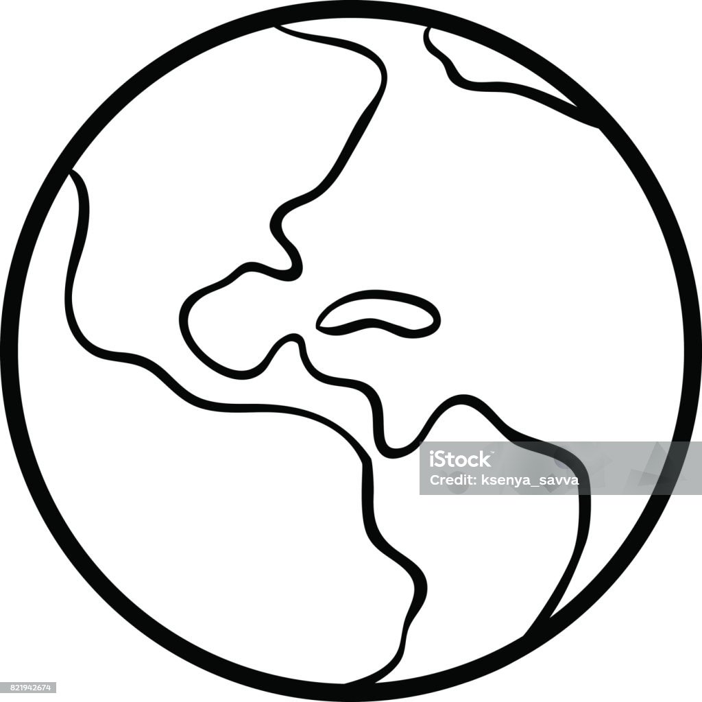 Coloring book, Earth Coloring book for children, Earth Planet Earth stock vector