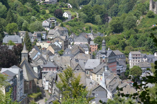 istock Beautiful Monschau in Germany with red house 821952184
