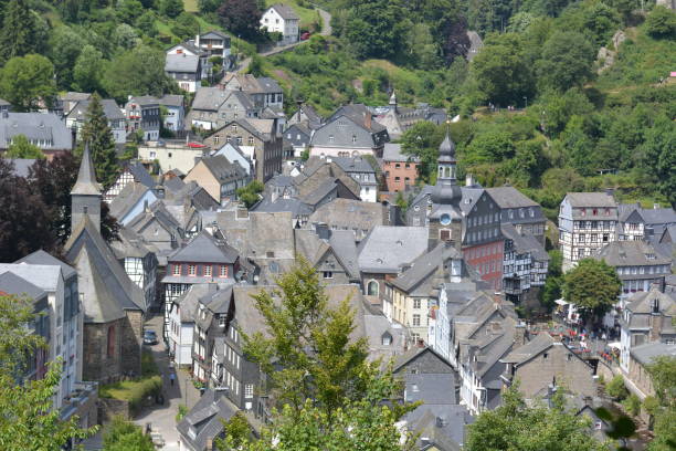 istock Beautiful Monschau in Germany with red house 821952196