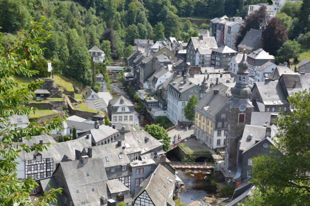 istock Beautiful Monschau in Germany with red house 821952248