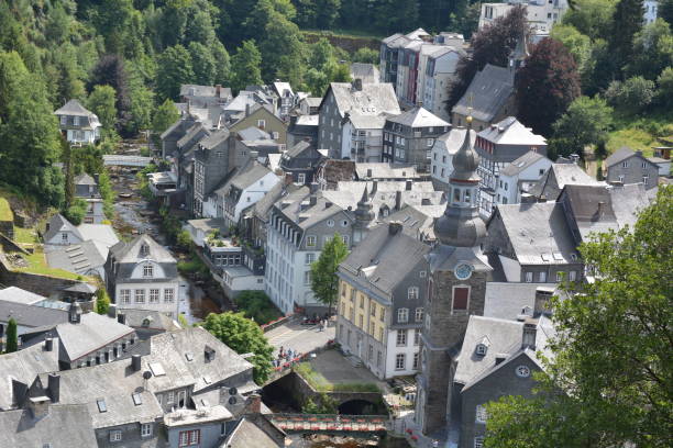istock Beautiful Monschau in Germany with red house 821952254