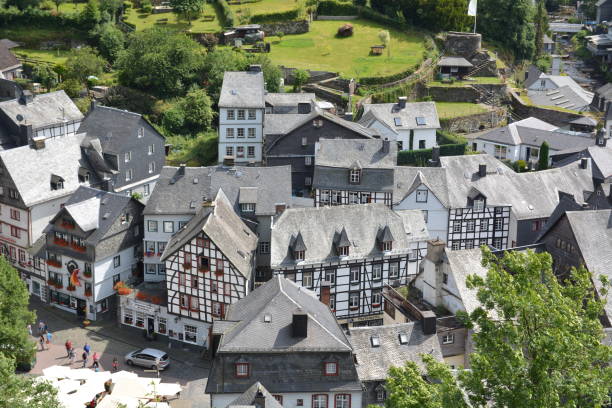 istock Beautiful Monschau in Germany with red house 821952300