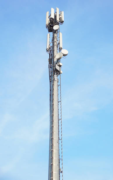 istock Communication Tower with antennas such a Mobile phone tower, Cellphone Tower, Phone Pole on the blue sky background 821956052