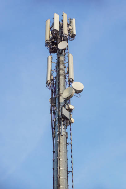 istock Communication Tower with antennas such a Mobile phone tower, Cellphone Tower, Phone Pole on the blue sky background 821956180