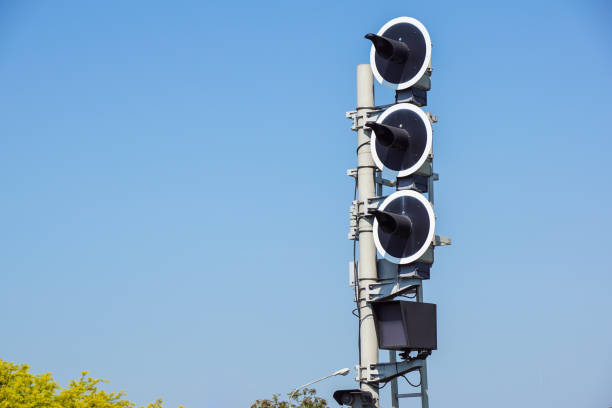 istock Railway traffic lights show a stop signal . 821957482