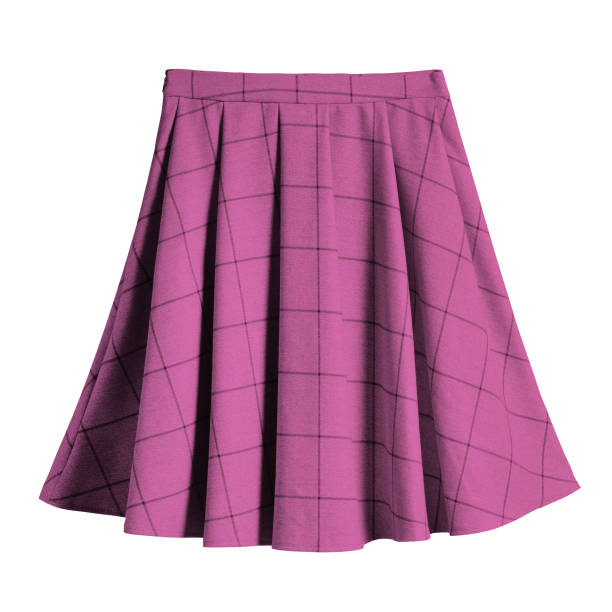 istock Pink checkered pleated cotton midi skirt isolated 821966448