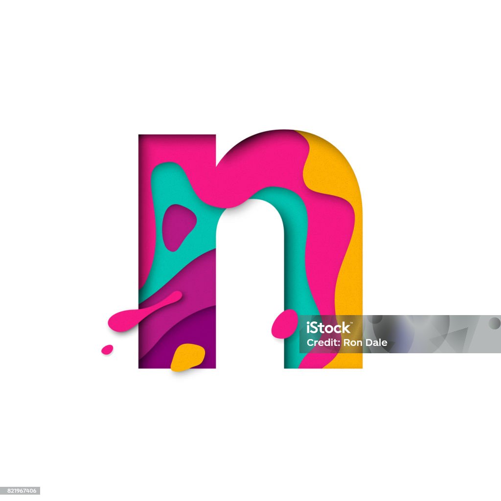Multicolor N Letter Paper Cut Letter N Realistic 3d Multi Layers Papercut Isolated White ...
