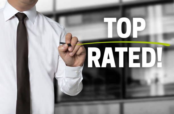 istock Top rated written by businessman background concept 821972050