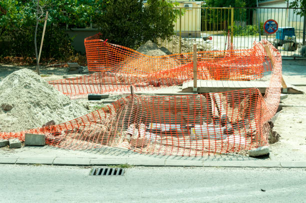 istock Reconstruction of city district heating pipelines before winter heating season start. 822032946