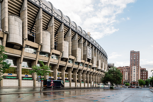 Madrid, Spain - June 25, 2017: Santiago Bernabeu Stadium. It is the current home stadium of Real Madrid Football Club. Outdoors view