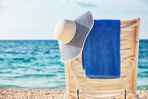 Group of vacation objects on the beach of Grand Bahama island in the Bahamas.