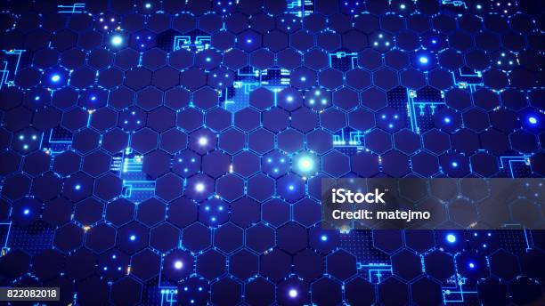 Honeycomb Circuitry Surface Stock Photo - Download Image Now - Order, Technology, Hexagon