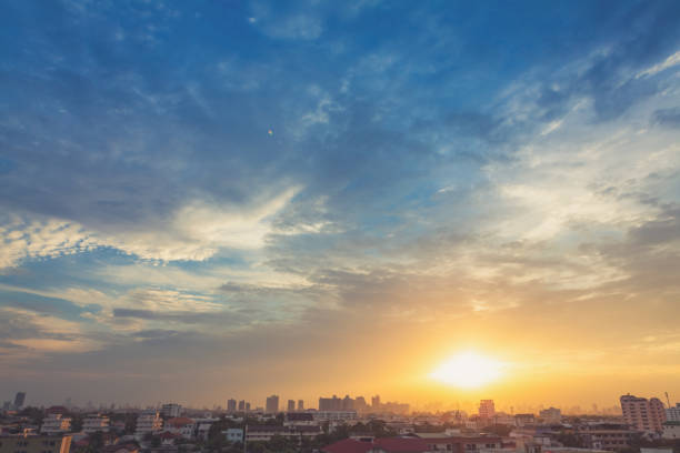 istock Aerial view of dramatic sunset. 822101636