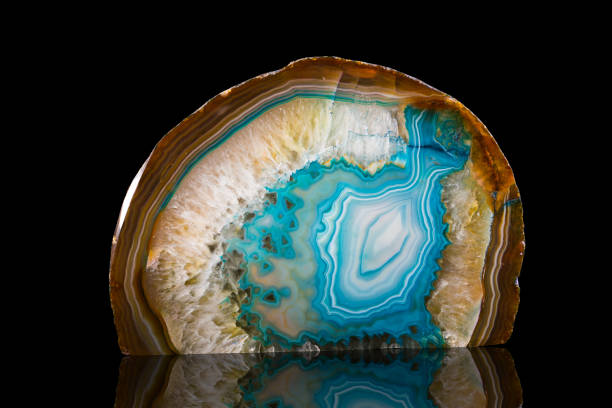 istock Slice Of Agate Crystal isolated on black background 822101766