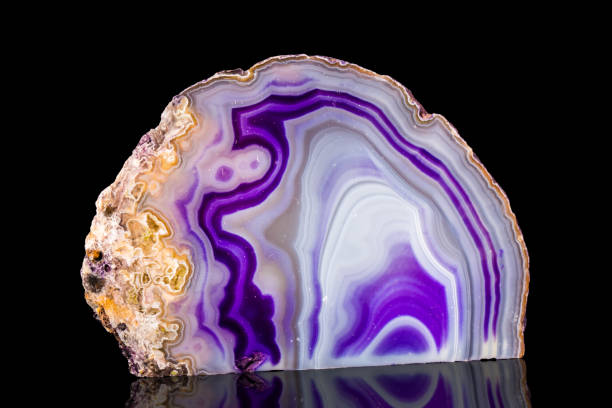 Slice Of Agate Crystal isolated on black background