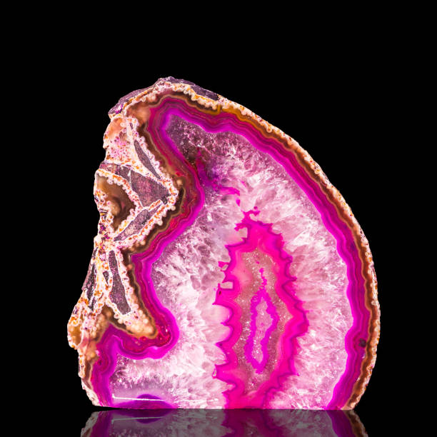 Slice Of Agate Crystal isolated on black background