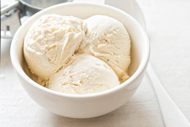 istock Vanilla ice cream scoops in white bowl 822111940