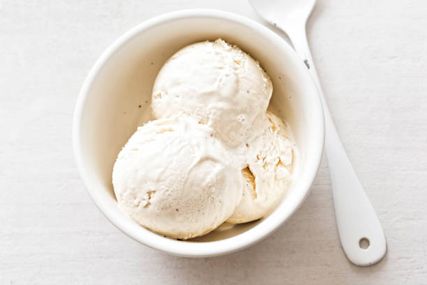 istock Vanilla ice cream scoops in white bowl 822112062