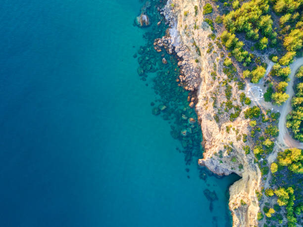 istock Mediterranean island seashore. Aerial view 822119640