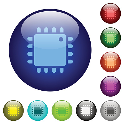Computer Cpu Button Prinmtable Computer Processor Color Glass Buttons Stock Illustration - Download ...