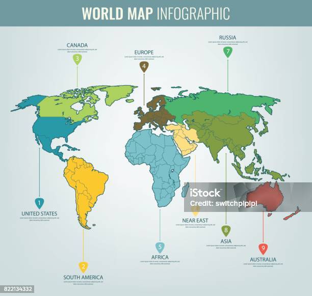 World Map Infographic Template All Countries Are Selectable Vector Stock Illustration - Download Image Now