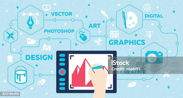 Graphic Design Concept Designer Artist Stock Illustration - Download Image Now - Graphic Designer, Graphics Editing Software, Graphic Design Studio