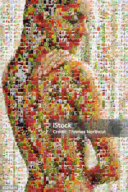 Weibliche Schönheit Porträt Aus Gesunden Speisen Stockfoto und mehr Bilder von Nackt - Nackt, Rückansicht, Mosaik