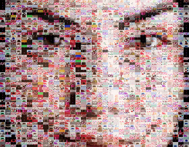 mulher de retrato de beleza feita de imagens de maquiagem - mosaic imagens e fotografias de stock