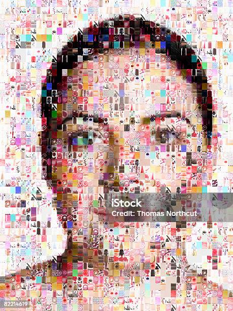 Female Beatuy Portrait Made Out Of Makeup Imagery Stock Photo - Download Image Now - Image Montage, Composite Image, Photography