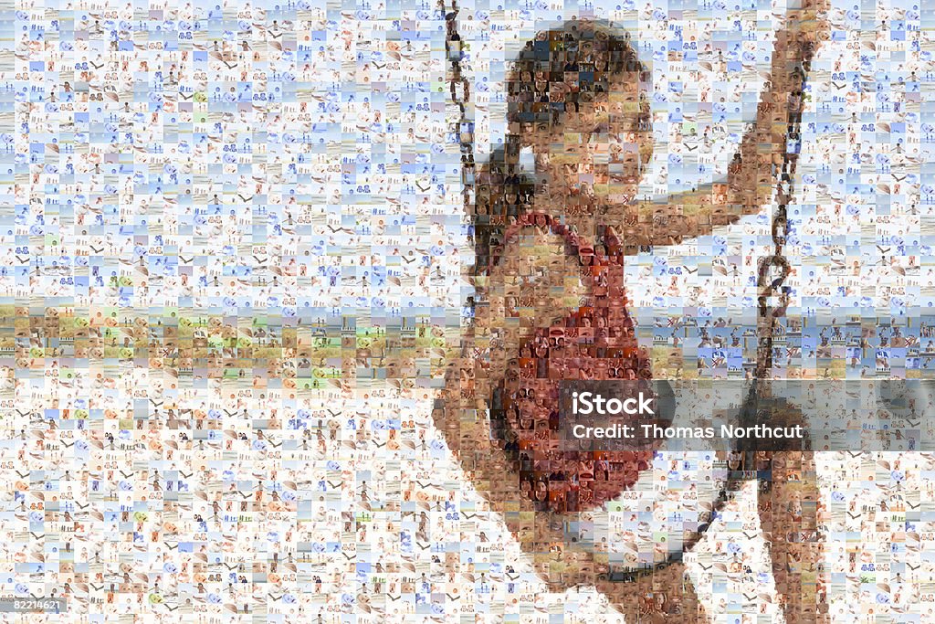 Mosaico de niños cerca de la playa - Foto de stock de Mosaico libre de derechos