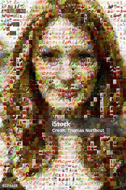 Female Portrait Made Of Healthy Food Stock Photo - Download Image Now - Mosaic, Composite Image, Image Montage