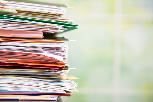 Large Document Large Stack Of Files Documents Paperwork On Desk Stock Photo - Download ...