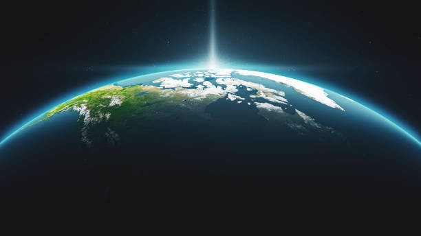 istock Cinematic Crescent Earth View From Space At Daytime With Sunrise 822159226