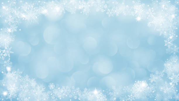 istock Christmas background with frame of snowflakes and bokeh effect 822159392