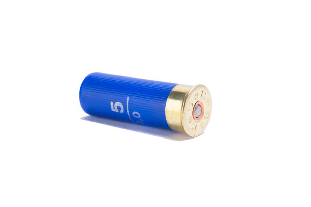 istock Blue bullets for a pump gun, on a white background 822197472