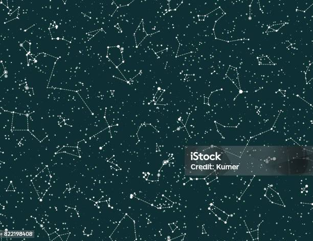 Vector Seamless Pattern With Constellations Stock Illustration - Download Image Now - Constellation, Astrology Sign, Pattern