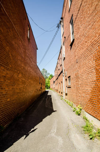 istock Small alley between two residential buildings during summer day 822241088