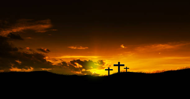 istock Sun rising on three Christian crosses. 822261356